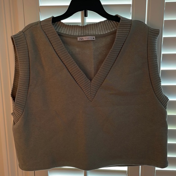 Zara Army Green Sweater Vest M - Picture 2 of 4
